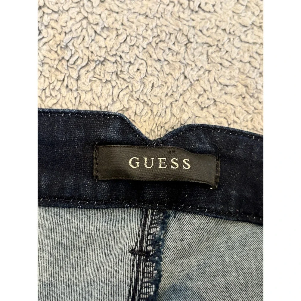 Guess Jeans Women 30 Blue Denim Dark Wash Skinny Front Leg Seams Casual Ankle